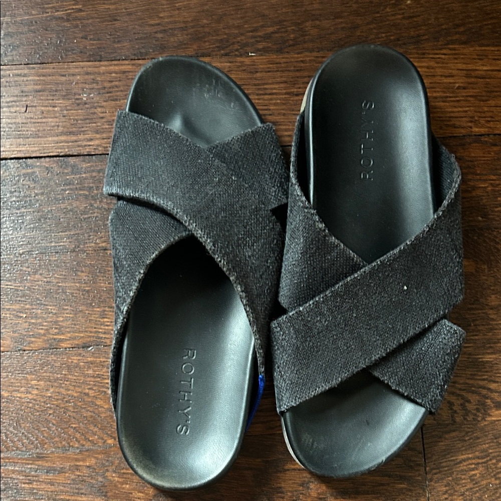 Rothy's Black Criss-Cross Slides - Picture 4 of 5